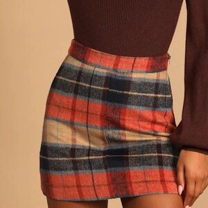 LULUS High Waited PLAID MINI SKIRT Size Small